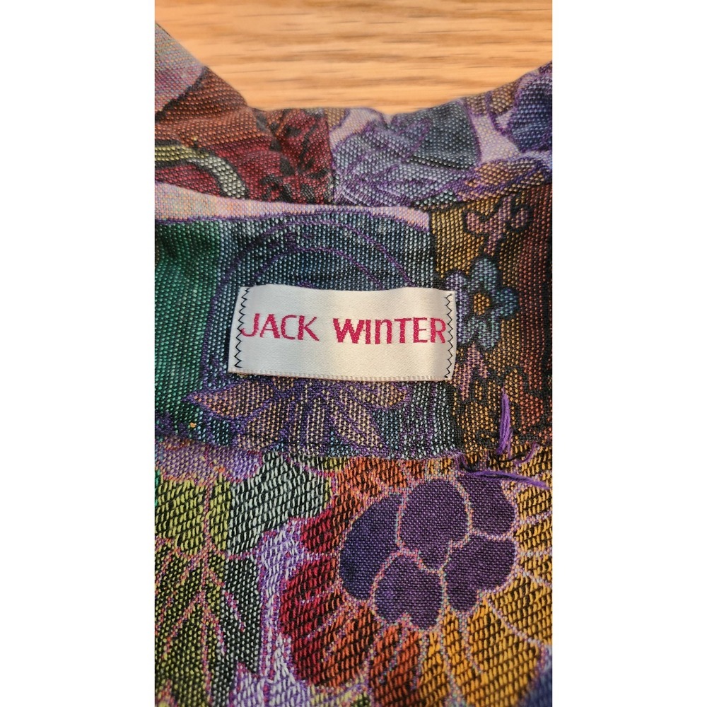 VTG Jack Winter Tapestry Blazer Jacket Floral Multicolor Boho Artsy Women's Lg - Picture 6 of 8